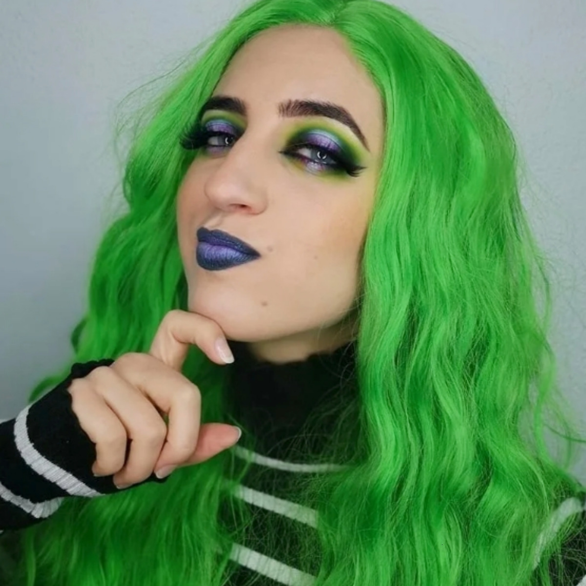 RDY Lime Green Natural Body Wave Synthetic Front Wig Glueless Long Wavy Colored Hair Lace Frontal Wigs for Women Daily