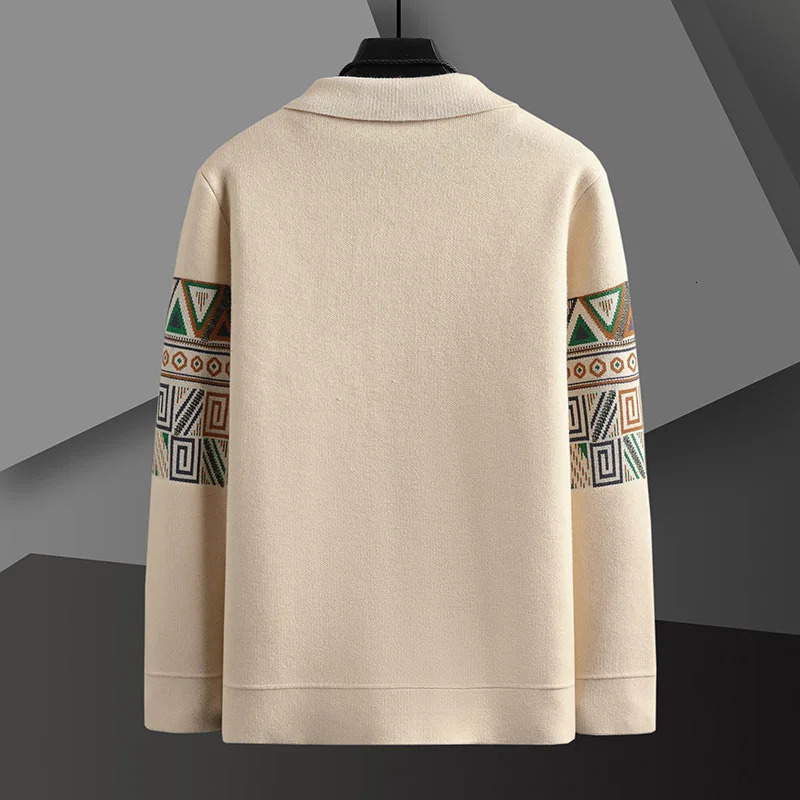 024 Spring and Autumn Business Casual Cardigan Sweater Mens Fashion Versatile Long sleeved Knitted Coat 241024