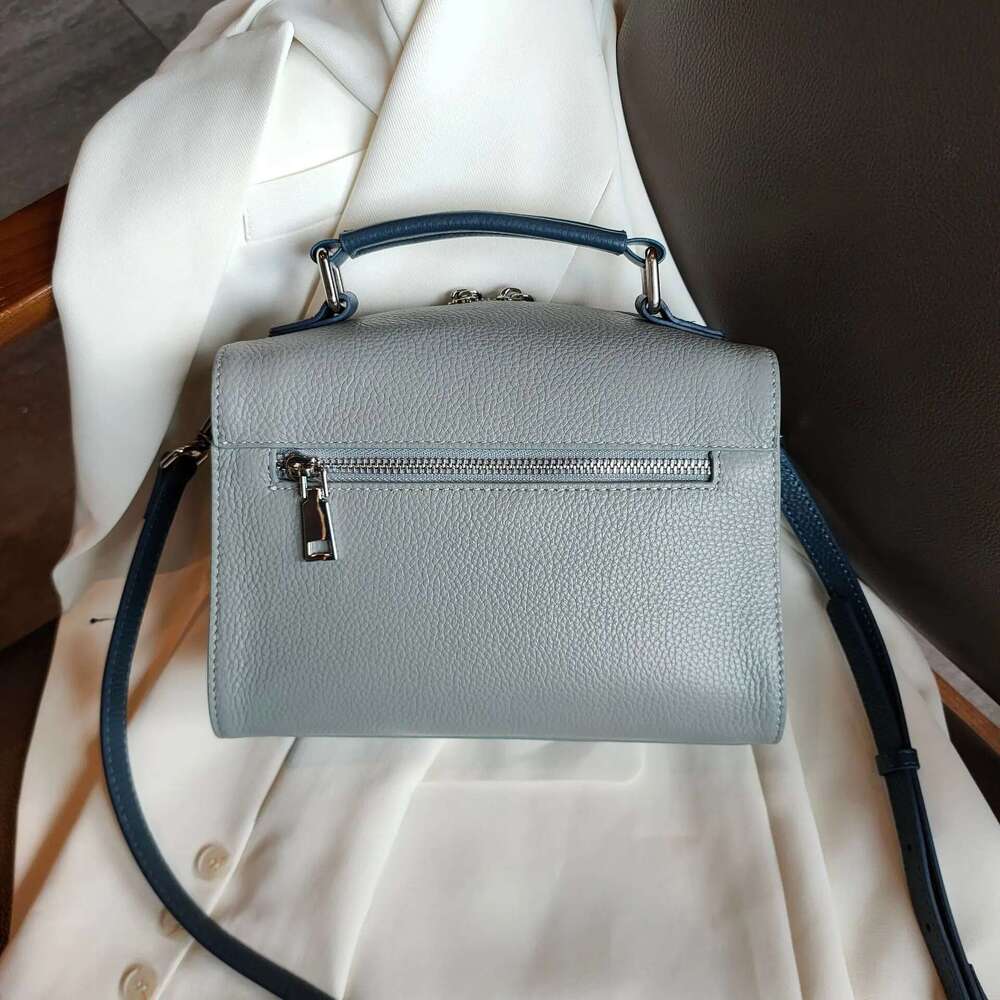 2025 popular blue leisure soft top layer cowhide leather womens shoulder fashion daily use ladies female hand bag