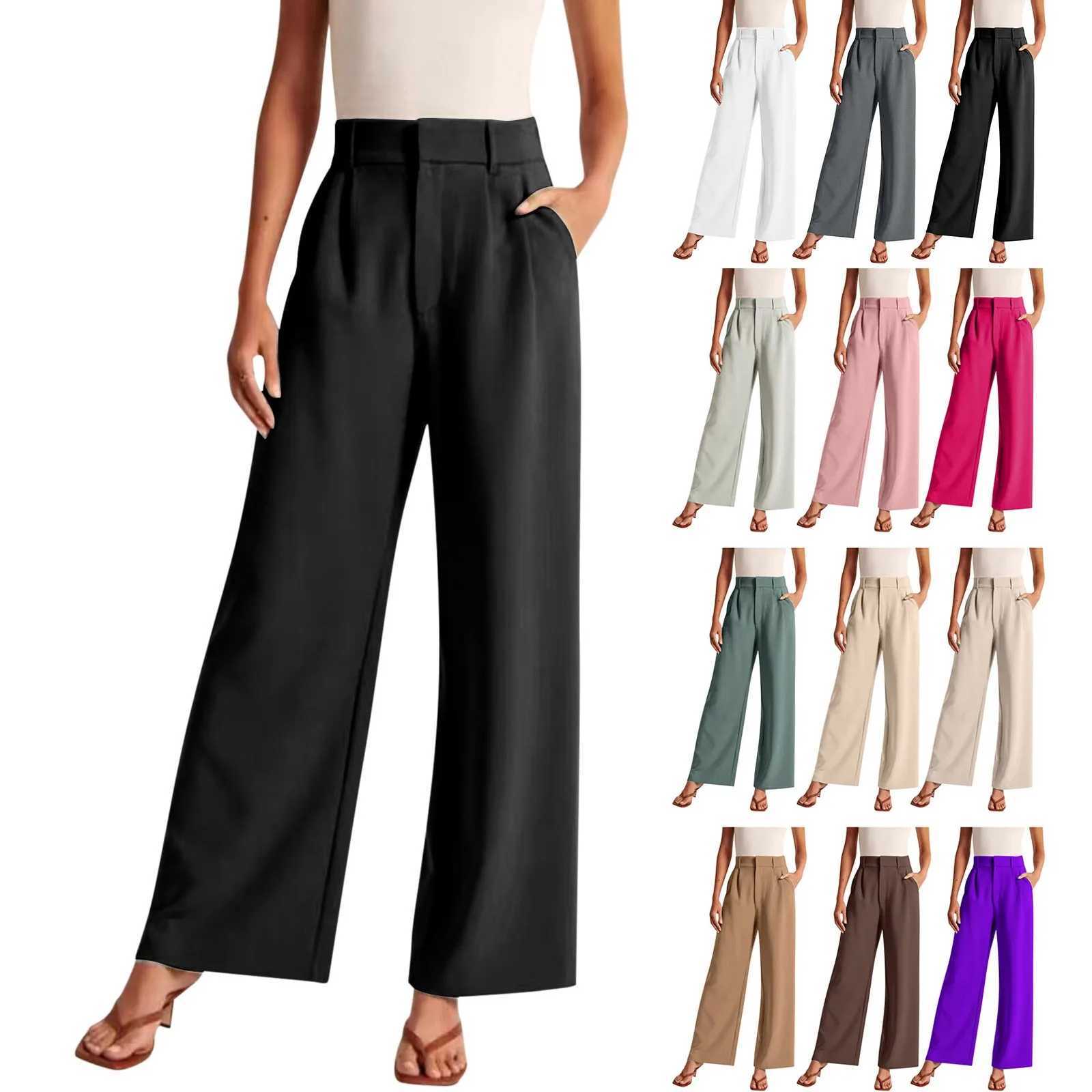 New Loose Women Wide Leg Pants Real Pocket Office Lady Trousers Casual Suit Pants Korean Fashion Tailored Wide Leg Pants 2024X241028