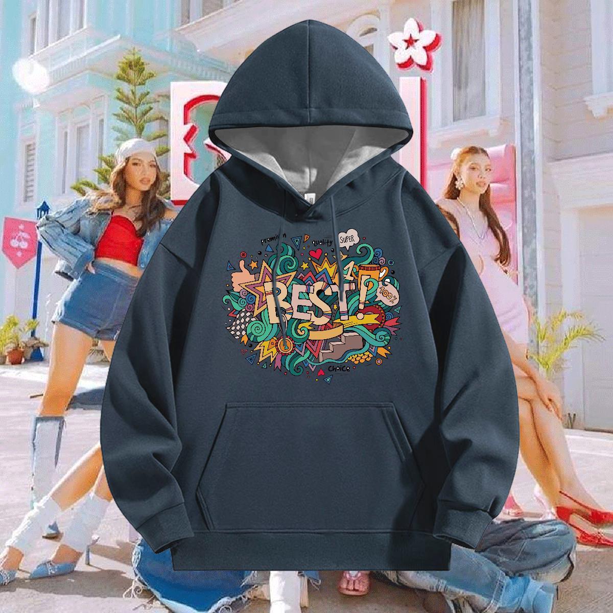 Fashion Design Man Hoodie Breathable Comfortable Mens Hoodie Cartoon Print Top Hoody Street Thick Plush