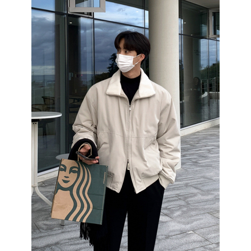 2024 new designer Korean collar men's winter fashion loose faced cotton jacket