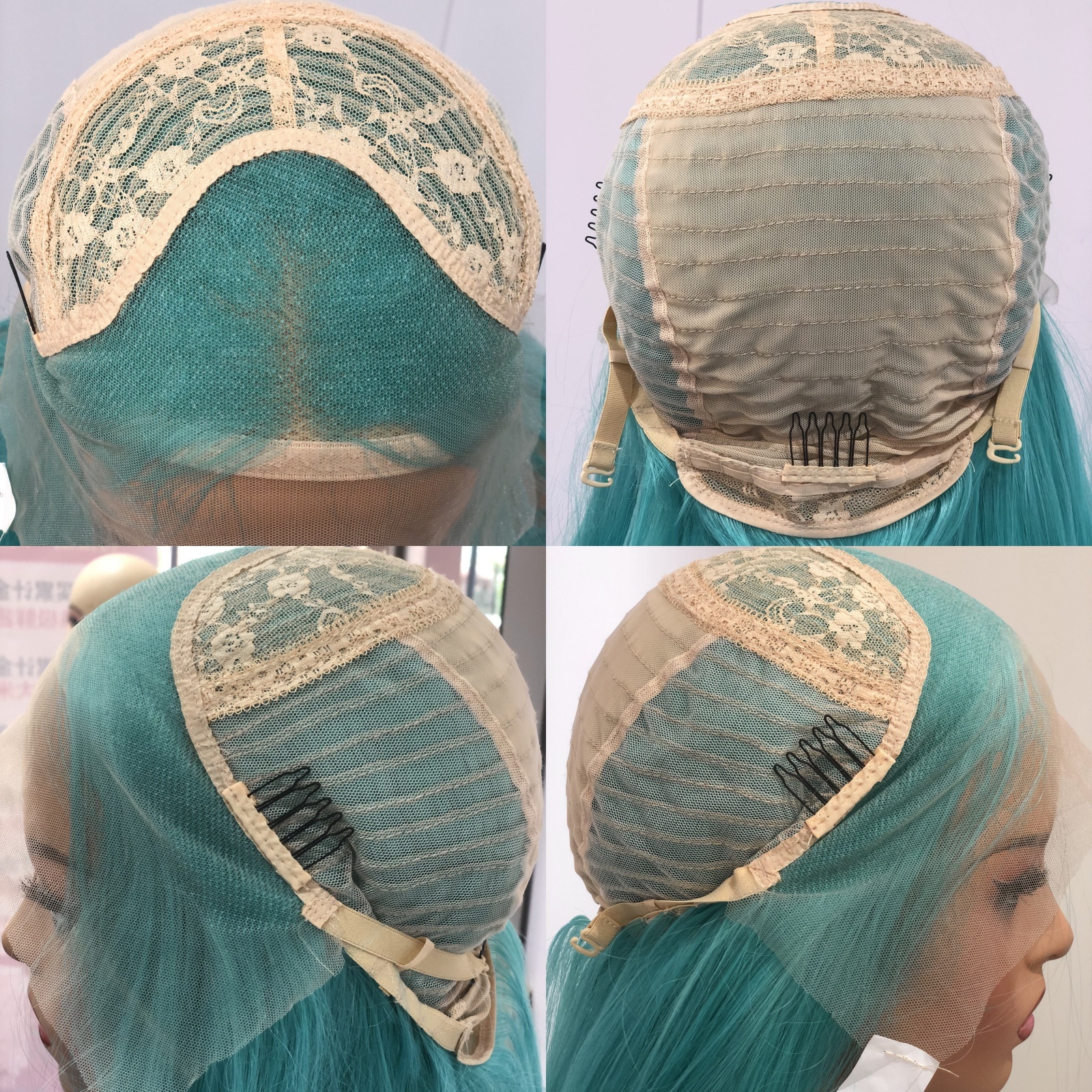 Long Silky Straight Synthetic Lace Front Wig Green Colored Lake Blue Hair Natural 13X4 Frontal Wigs for Women Party Cosplay