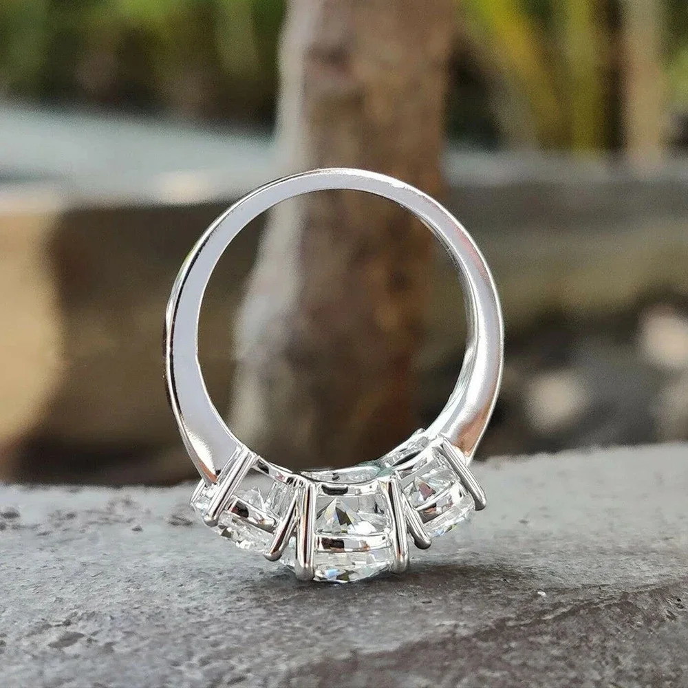 4 Ring with Certificate 925 Sterling Silver Brilliant Cut Lab Diamond Engagement Wedding Band for Women 241028