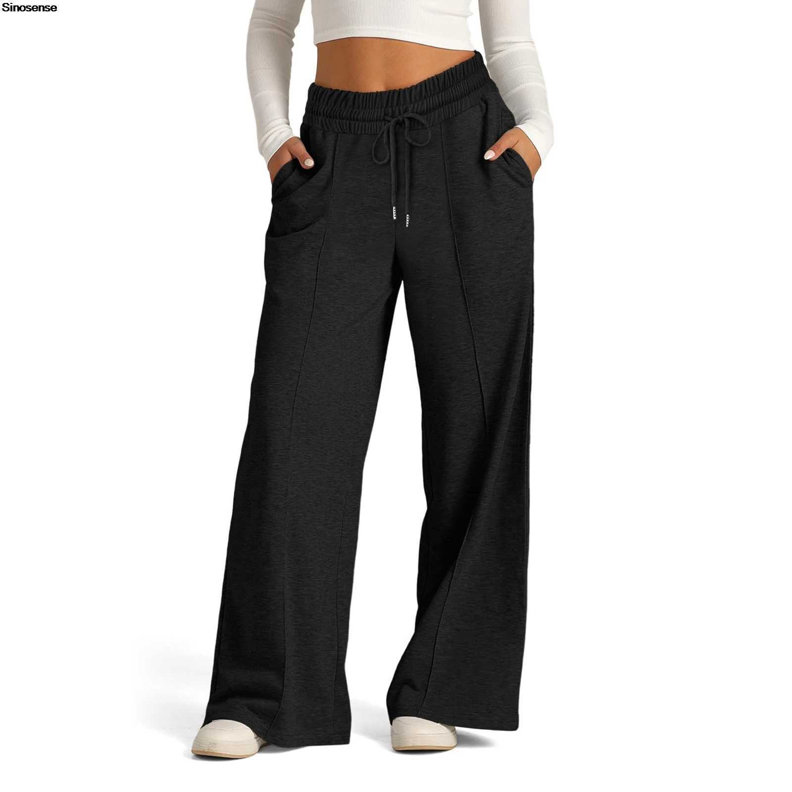 Womens Wide Leg Sweatpants High Waisted Baggy Flared Pants Drstring Athletic Joggers Casual Daily Wear Loose Yoga Sports PantsX241028