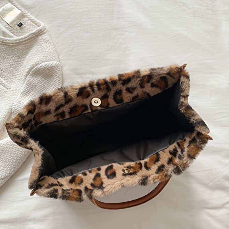 Fluffy Cow Pattern Tote Handbag Soft Faux Fur, Vintage Y2K Inspired, Spacious Interior, Stylish New Shoulder Bag Women - Perfect for Daily Use, Casual