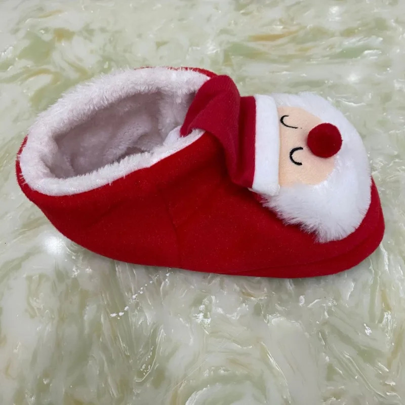 2024 Winter Warm Slippers Men Cartoon Christmas Red Boots Women Home Christmas Cotton Shoes Family Warm Non Slip Cotton Boot 241025