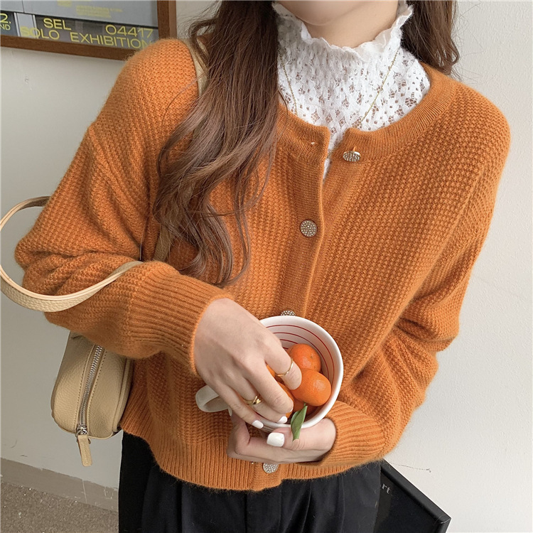 Autumn Short Knitted Cardigan Loose And Lazy College Style Outerwear Sweater Jacket Women Long Sleeved Shirt F1028#42 .