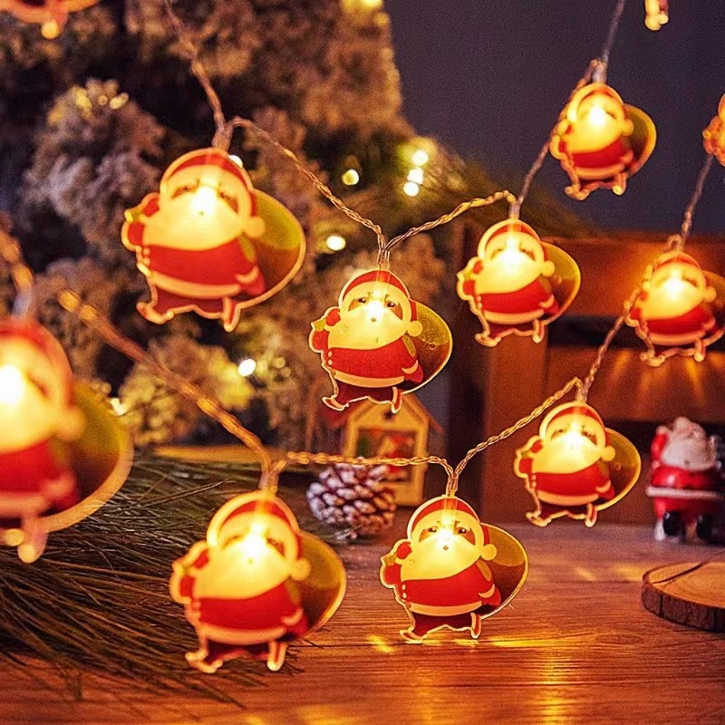 Backpack elderly LED Christmas lights flashing lights strings of Christmas Day cartoon characters snowman scene atmosphere decorative lights