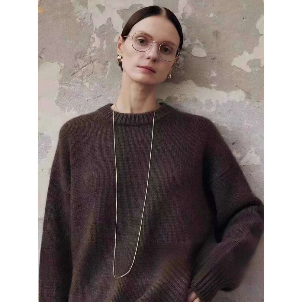 European Goods High-End 100 Pure Cashmere Sweater Female Autumn And Winter New Loose Thick Soft Waxy Senior Feeg