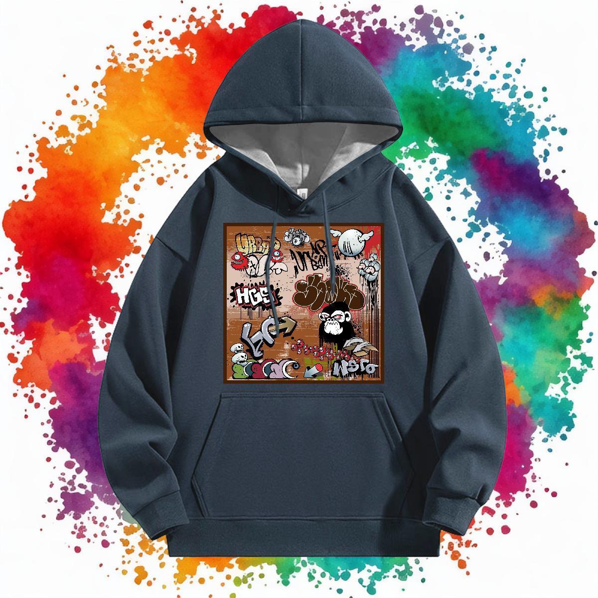 2024 Men Hoodie Breathable Hooded Collar Loose Couples Hoodie Custom Printed Wear Street Casual Warm Fleece