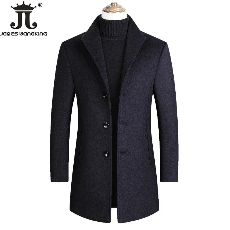 Autumn and Winter High-end Boutique Warm Woolen Business Casual Woolen Long Coat Male Woo Jacket Grey Black Camel 241028