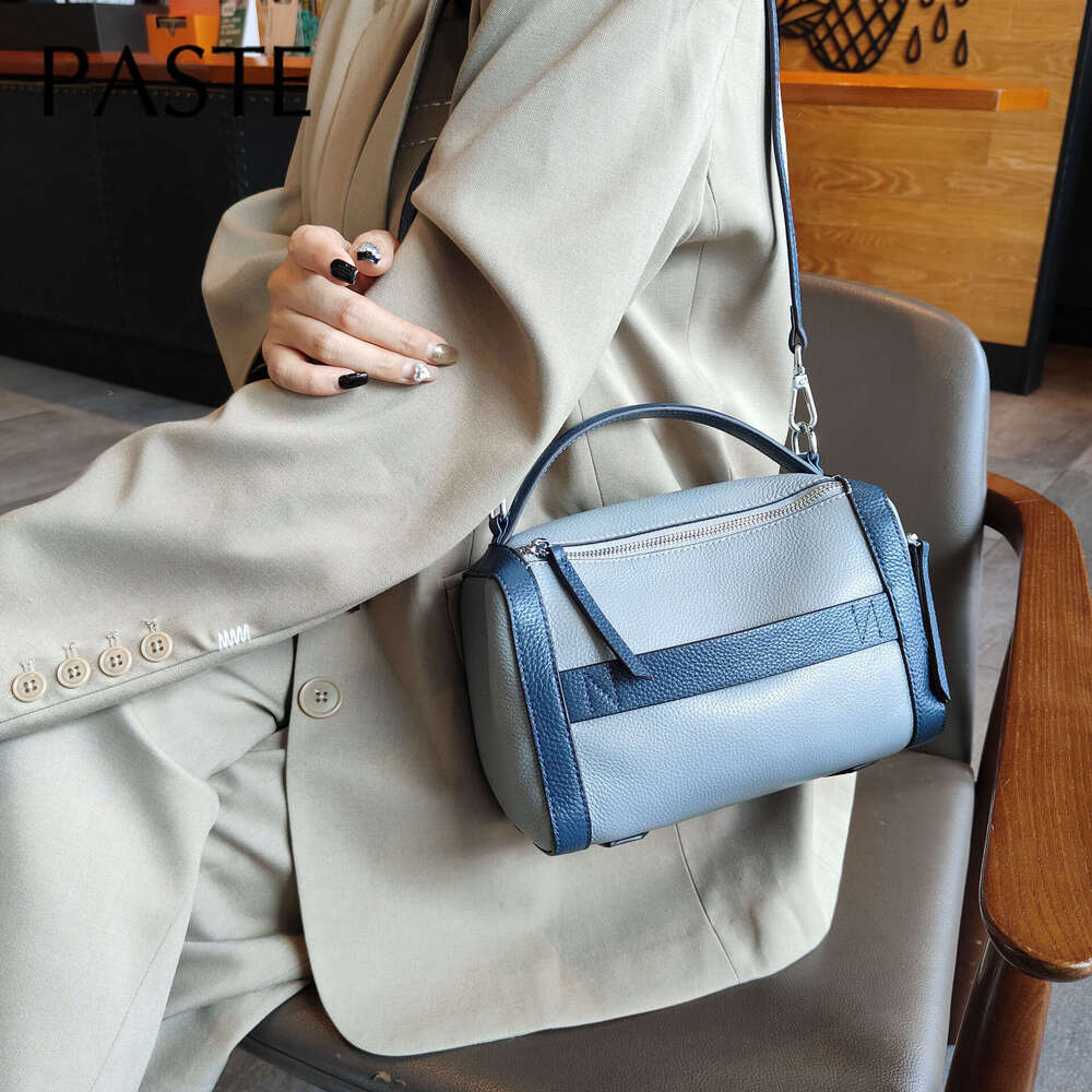 New Hit Color 2 Straps Flap Square Shoulder 100% Natural Cowhide Leather Women's Crossbody Bag High Quality Ladies Handbag