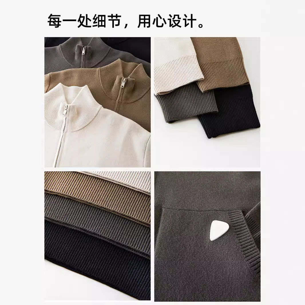 2024 new knitted shirt cardigan wool sweater fashion brand casual and comfortable simple heating multi-functional top men's stand up collar jacke