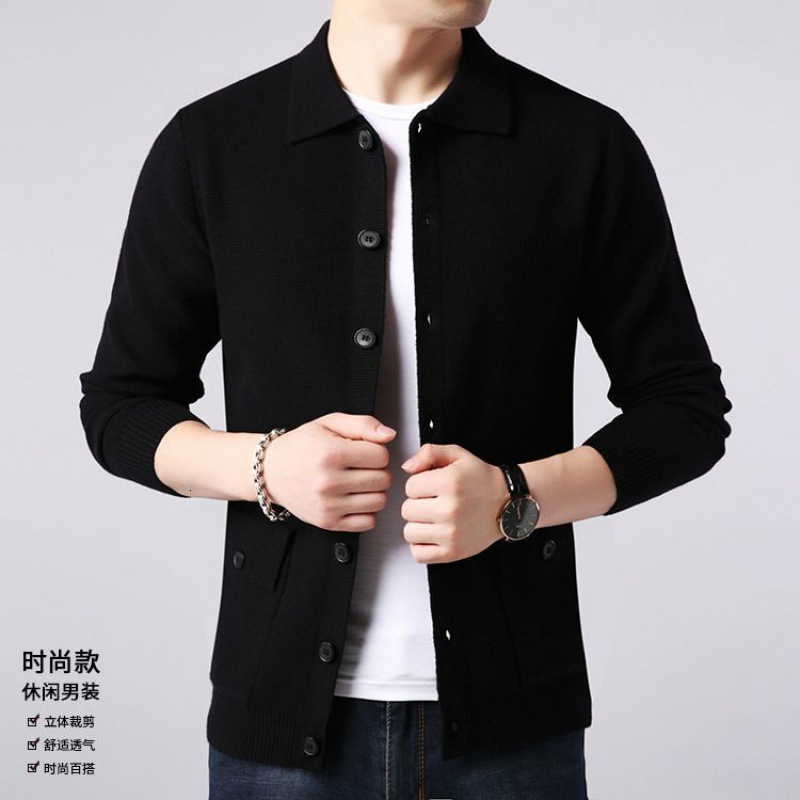 2024 new designer spring jacket men's fashion trend versatile business casual jacket cardigan wool sweater knitted sweater