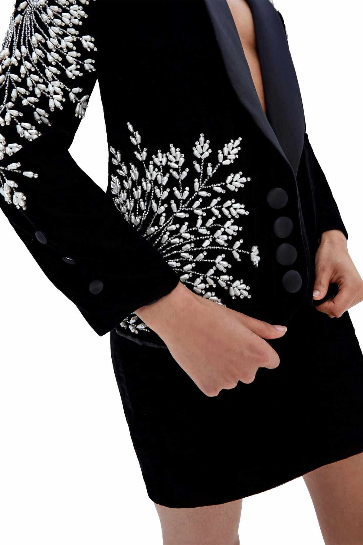 Glittering Beading Women Blazer Dress Sets Slim Fit Crystal Prom Evening Guest Formal Wear Custom Made 2 Pieces Skirts Suits