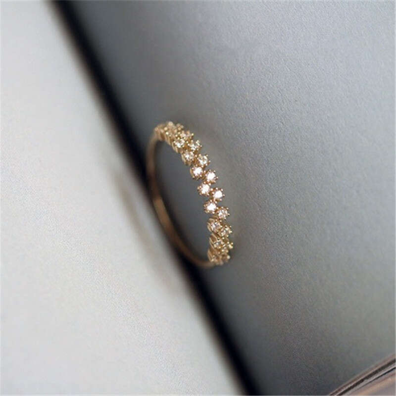 Sterg Sier Simple Star Ring For Women Crystal Sweet Romantic 14k Gold Plating Wedding Jewelry Girlfriend Gift
