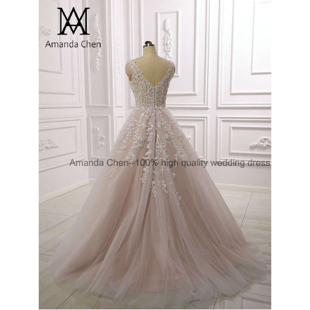robe soiree Cap Sleeve V-Neck Lace Appliques Simple Elegant Wedding Dress