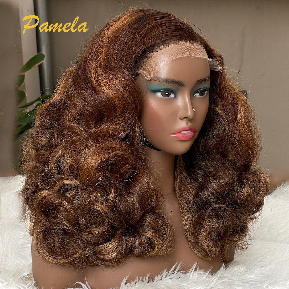 250% Density Honey Blonde Loose Wave Ombre 4/27 Colored 13x6 HD Transparent Lace Front Human Hair Wig Ready To Go