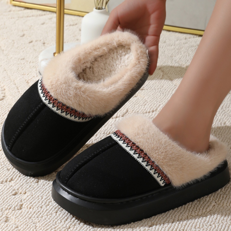 free shipping designer shoes mens flat sandals for women fury slippers winter cotton slippers warm thick soled home thick plush slippers sliders slide