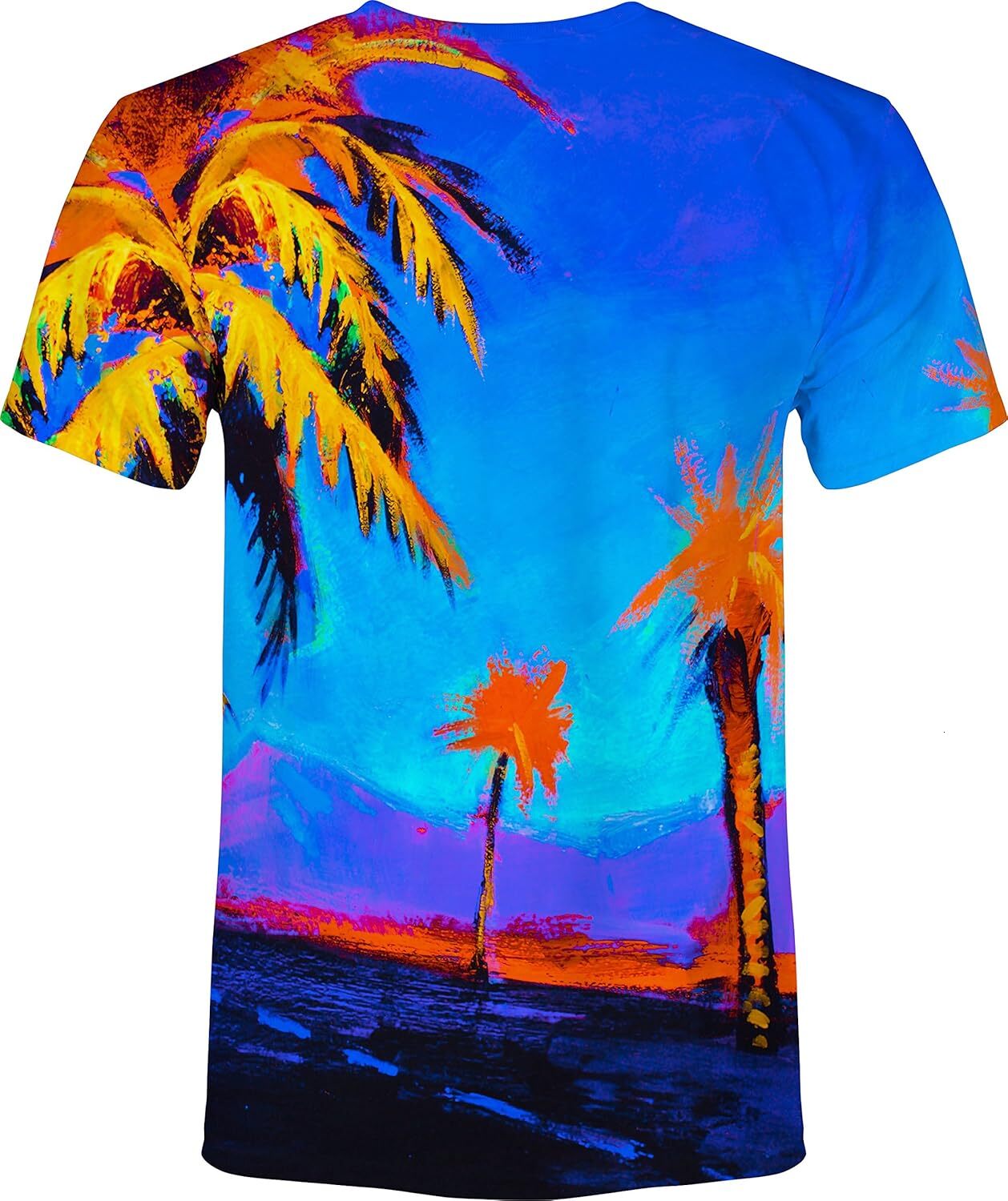 Mens T shirt Ultraviolet Fluorescent Handmade Art Neon Blacklight Reactive Print Casual tops summer clothes Trendy patterns cool