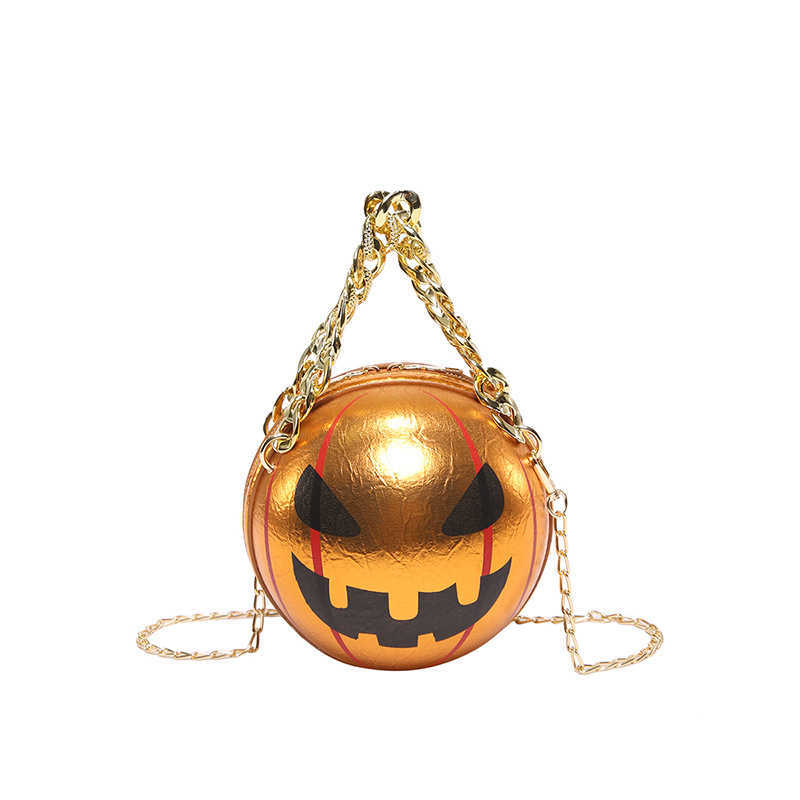 CMM Personalized Pumpkin Small Bag New Halloween Fun Girl Funny Thick Chain Handheld Crossbody Small Round Bag