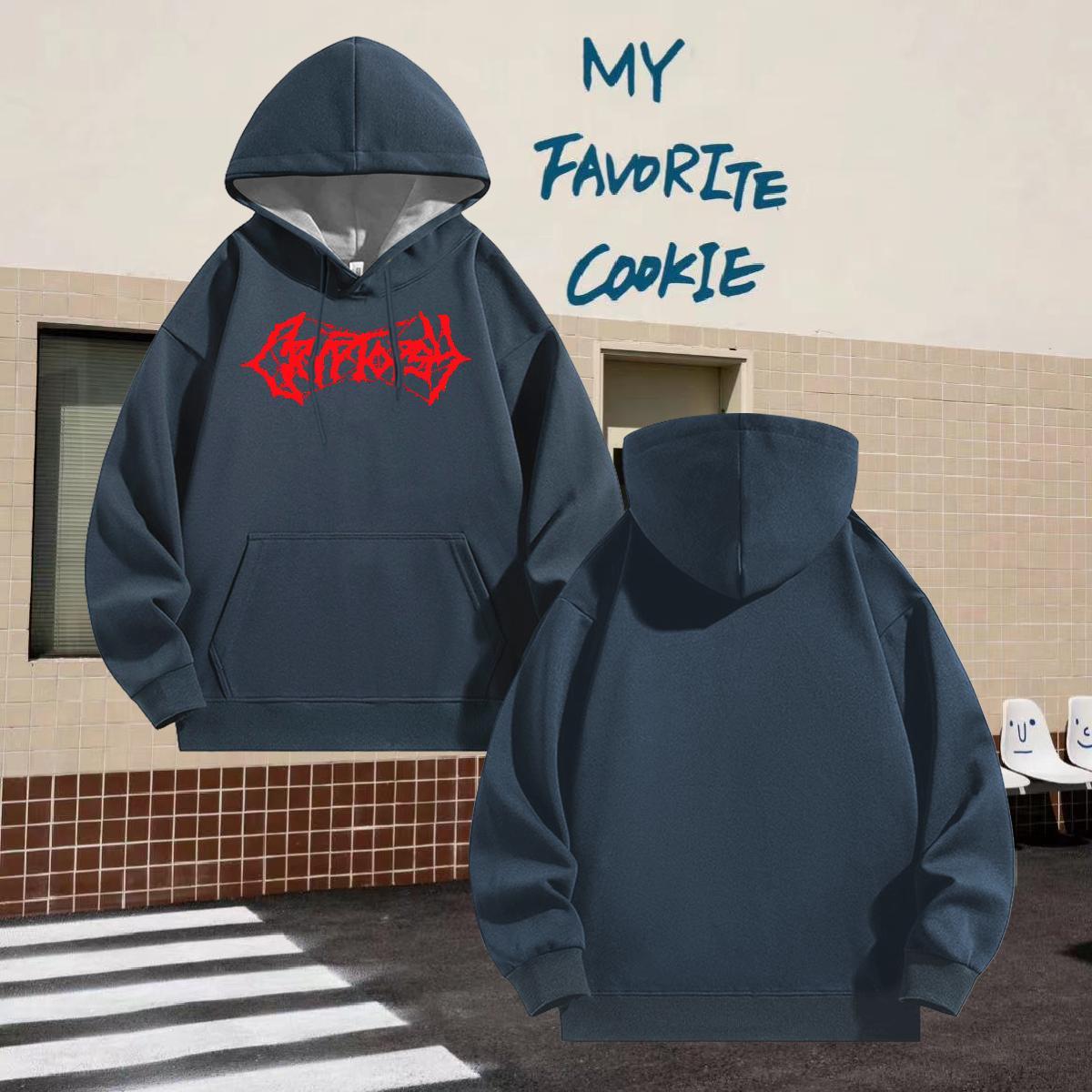 Wholesale Hoodie Street Casual Brand Men Tops Hoodie Long Sleeve Drawstring Black Khaki Blue Top Hoody Velvet Thick