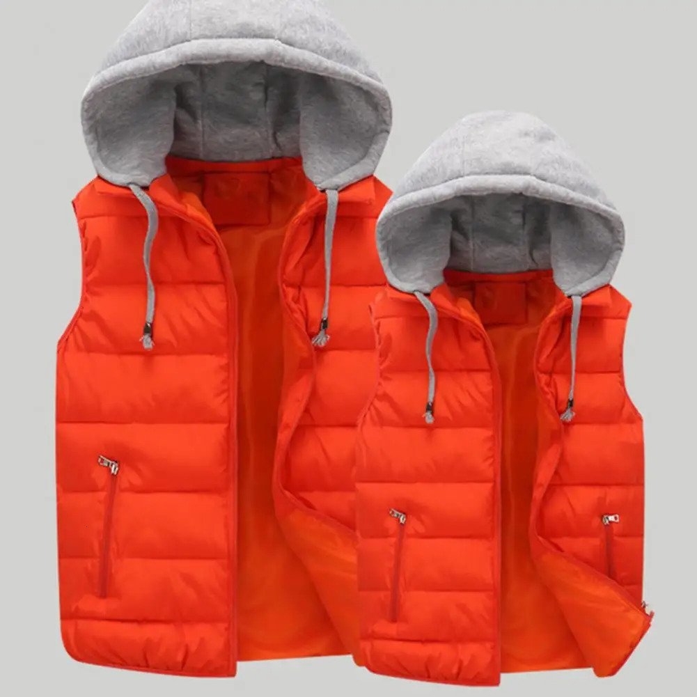 Comfortable mens vest waterproof sleeveless mens winter vest with hood warm casual cold jacket autumn warm vest 241028