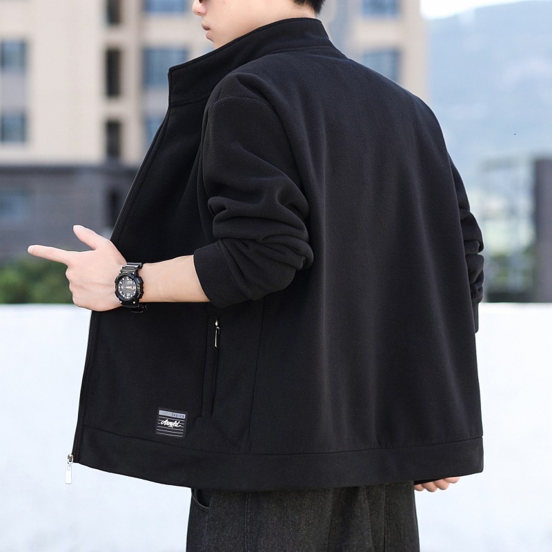 New designer rocking men's 2024 spring/summer new outdoor sports and leisure thick oversized stand up collar fleece jacket