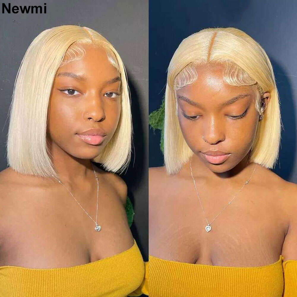 Newmi Blonde Bob Wig Lace Front Human Hair Straight Wigs x Full Frontal for Women Pre Plucked