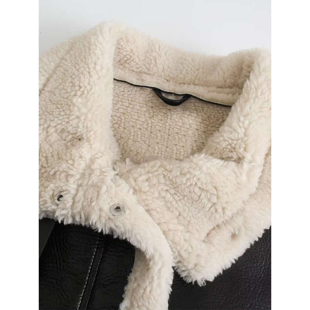 European And American Women's Winter New High-Quality Soft Fleece PU Imitation Jacket Coat Thick Warm Short Leather Jack