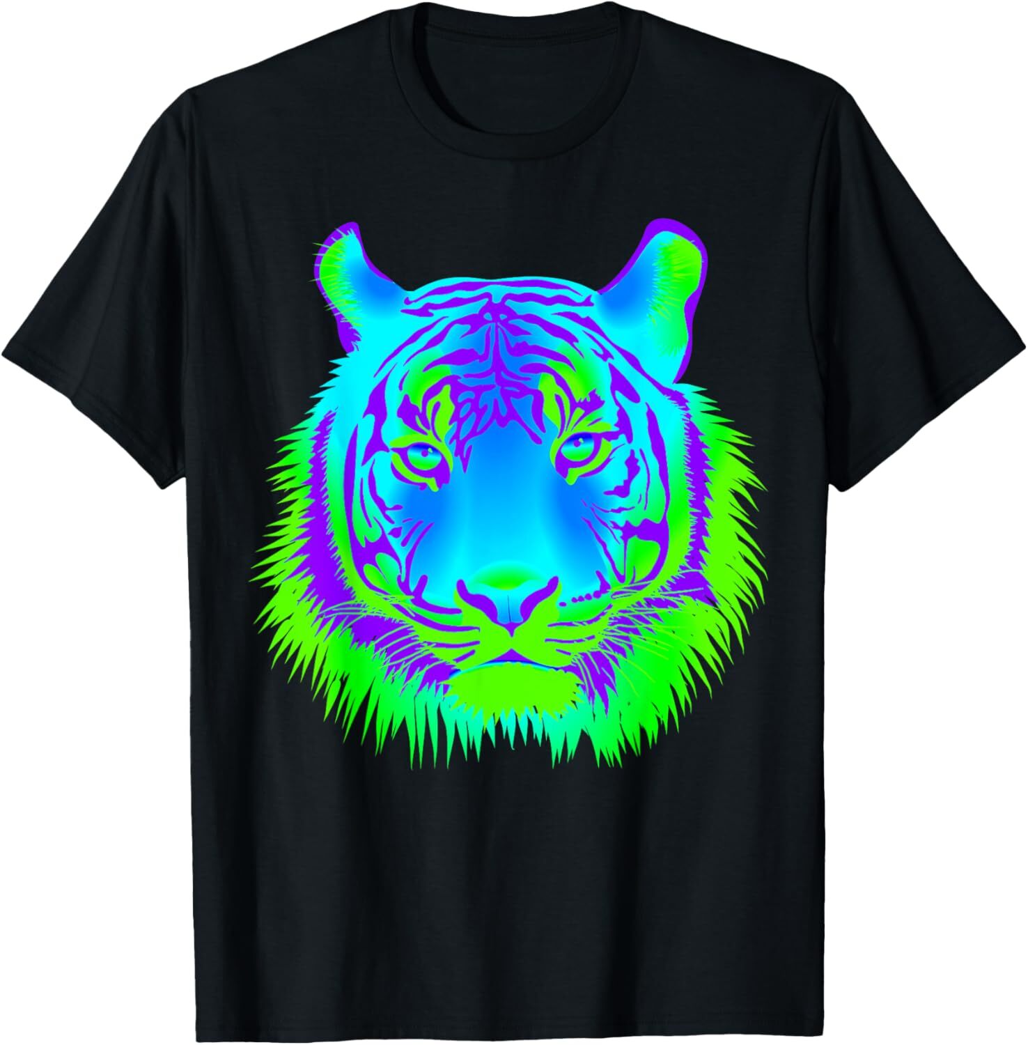 Mens T shirt EDM Electronic Dance Techno Colorful Tiger Rave tee Casual tops summer clothes Trendy patterns cool
