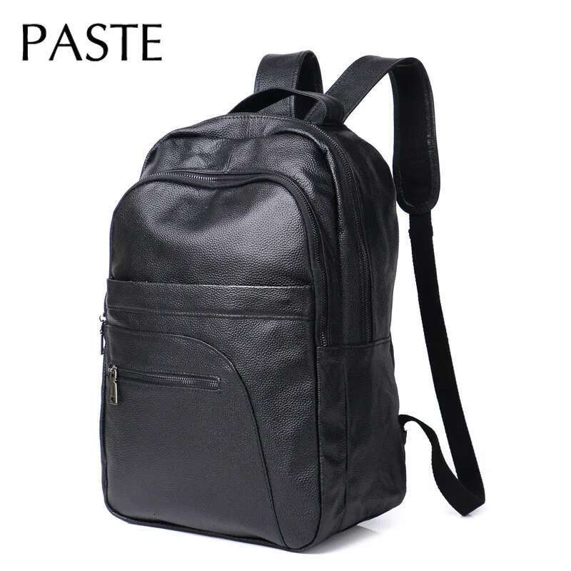 Casual Black Daypac Men's Backpack 100% Genuine Cow Laptop School Bag Cowhide Leather Man Travel Trip Bagpack