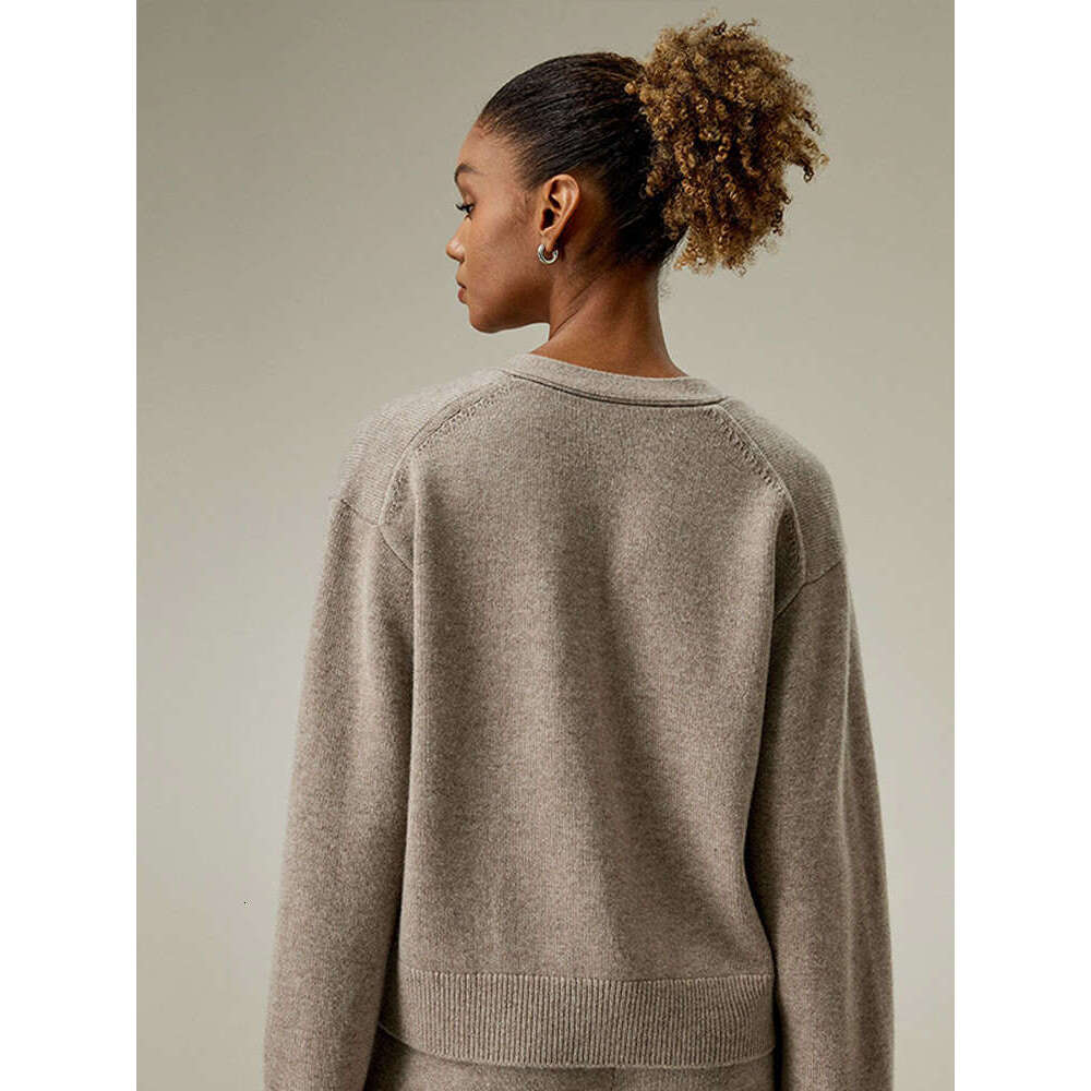 2024 New Chic V-Neck Buttons Cardigan Sets With Pockets Women's Solid Knitted Wide Long Pants Suit Lady Daily Streetwear Autumn