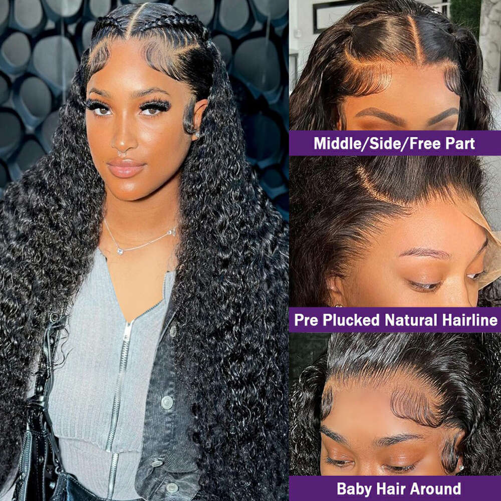 x Deep Wave Lace Front Wigs Human Hair Pre Plucked HD Inch Curly Closure Wig for Women