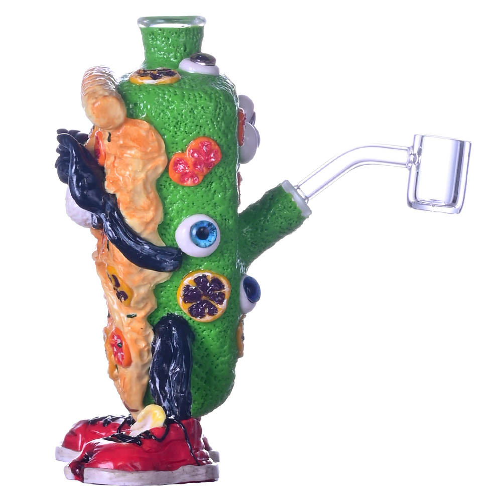 6.7in,Polymer Clay Cartoon Pizza Monster Glass Smoking Item,Evil Eyes With Glow In The Dark,Glass Bong,Glass Water Pipe With 10mm Glass Blow,Smoking A