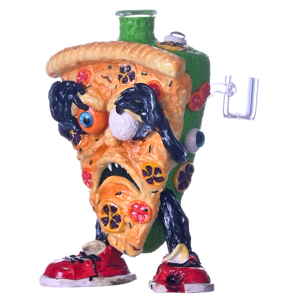 6.7in,Polymer Clay Cartoon Pizza Monster Glass Smoking Item,Evil Eyes With Glow In The Dark,Glass Bong,Glass Water Pipe With 10mm Glass Blow,Smoking A