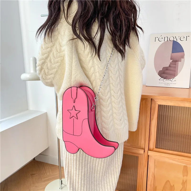 Fashion Funny Long Boots Shaped Handbag Womens Creative Leather Single Shoulder Bag Gothic Personalized Party Mujer Femme Bag 241025