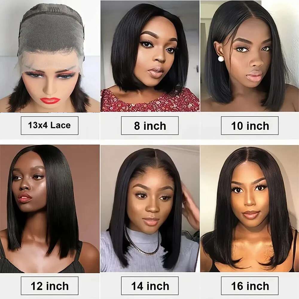 x Lace Front Wig Bob Human Hair Straight Density Transparent Frontal Wigs short bob hair lace front wig For Women