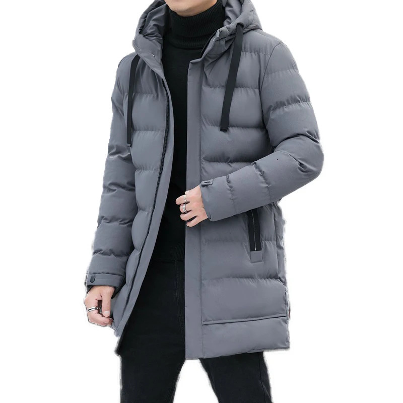 Men Warm Long Puffer Jacket Thicken Quilted Midlength Hooded Coat Winter Casual Outwear Overcoat Parka 241024