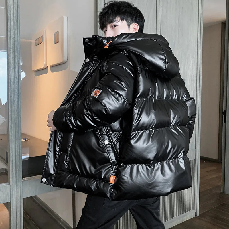 Plus size 8XL 7XL 6XL shiny coats Men Hood Warm Hip HOP winter Overcoat mens cottonpadded Parkas casual thickened Parka 241024