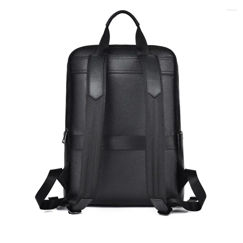 Backpack 2024 Real Genuine Leather Men Backpac Korean Student Boy 15.6 Inch Computer Laptop Bag 2e54