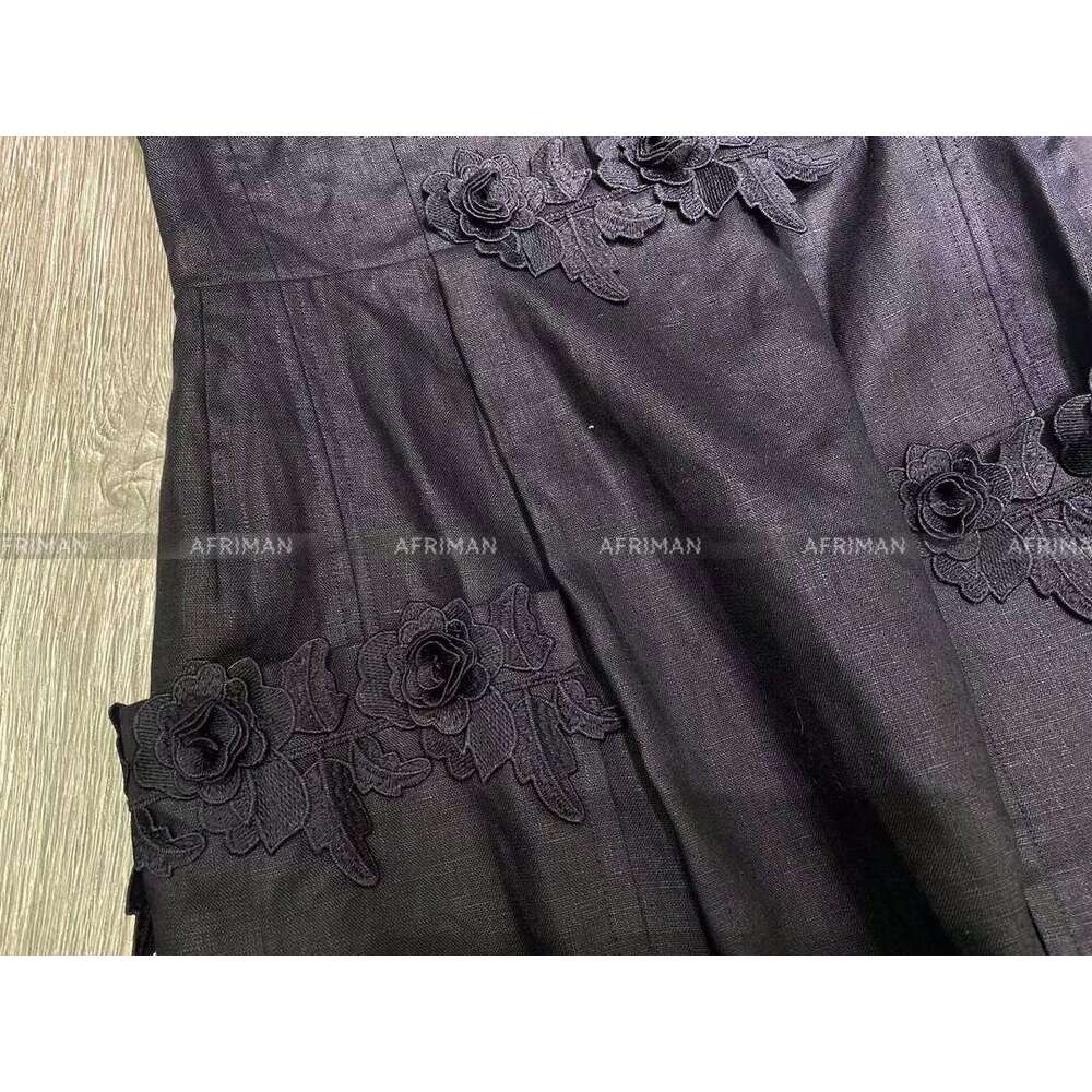 Women V Neck Sleeveless 3D Wer Appliques 100% En Mini Vest Dress