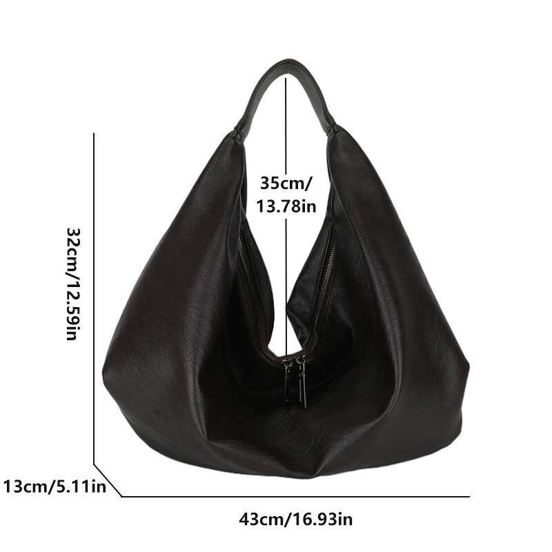 Big Black Shoulder Bags for Women Large Hobo Shopper Solid Color Quality Soft Leather Crossbody Handbag Lady Travel Tote Bag