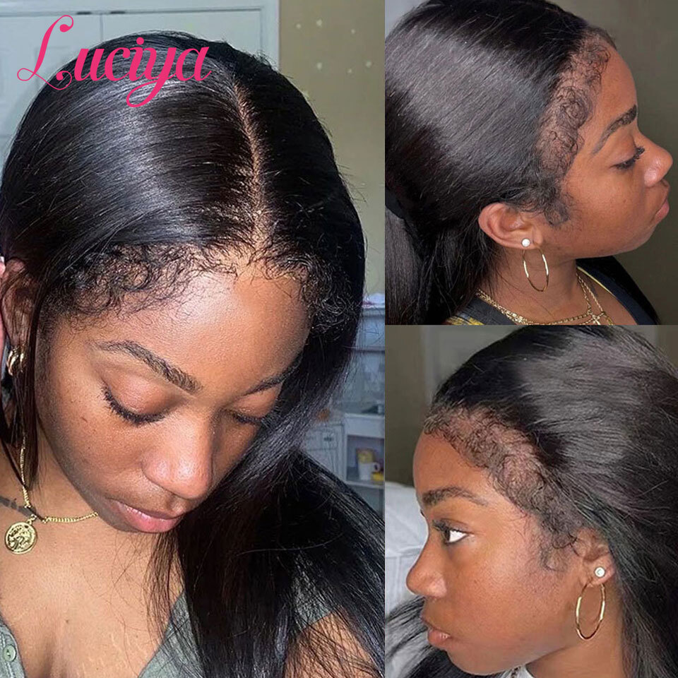 4C kinky Edges Bone Straight 13x4 Full Front Curly Baby 13x6 HD Lace Frontal Human Hair Wigs Glueless Closure Wig