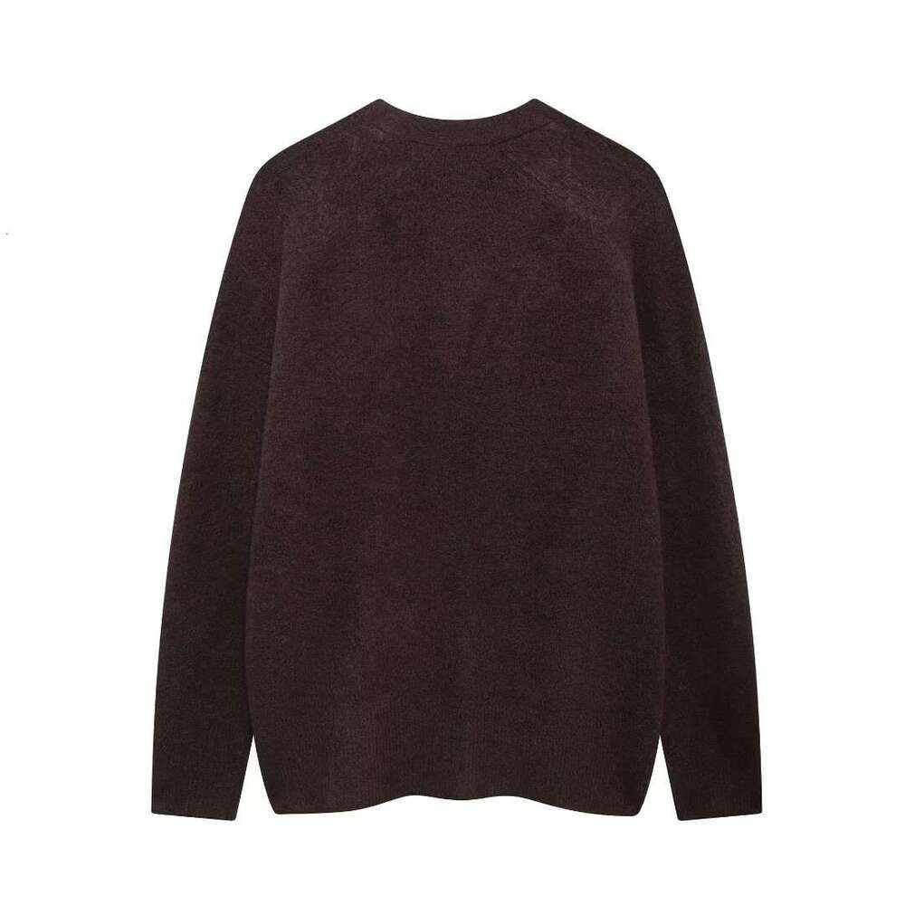 TRAFZA Women's Solid Slim Fit Cardigan Buttons V-Neck Spring Autumn New 2024 Fashion Casual Sweater