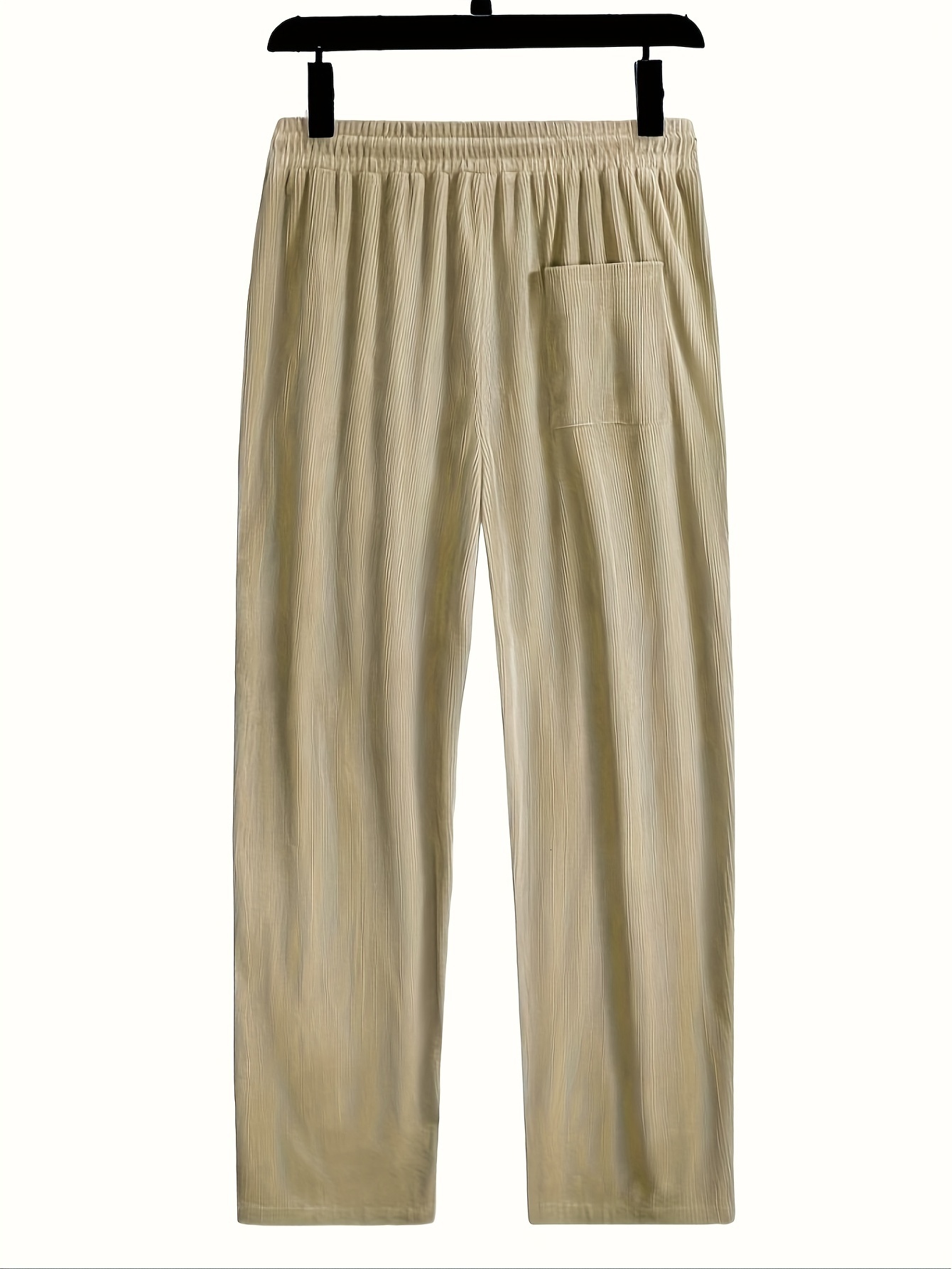 Men's basic corduroy straight leg pants, solid color pants with pockets, suitable for casual daily wear