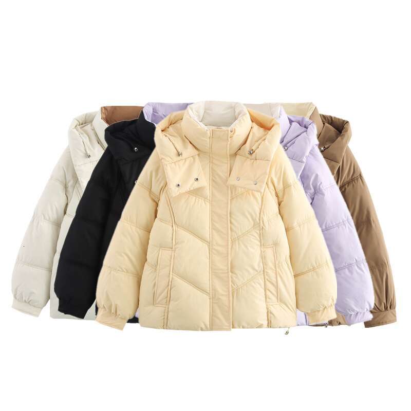 TRAFZA Women Fall Winter Padding Five-Color Hooded Zipper Loose New Fashion Casual Versatile Jacket Coat