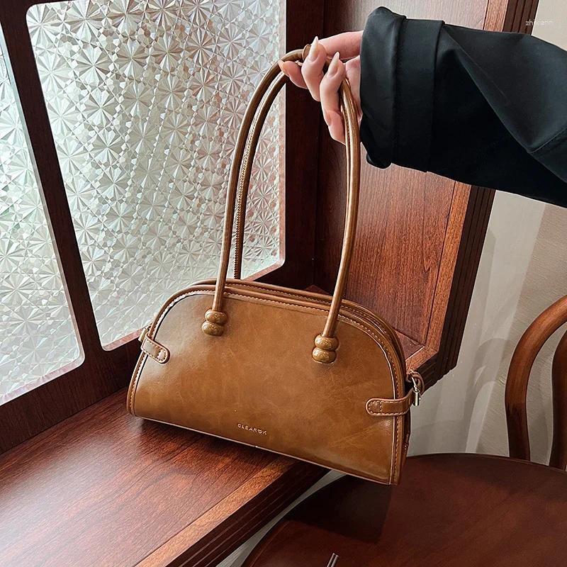 Evening Bags Sense Of Glossy PU Shell Shoulder Solid Zipper Grace High Quality Commute Handbags For Women 2024 Fashion
