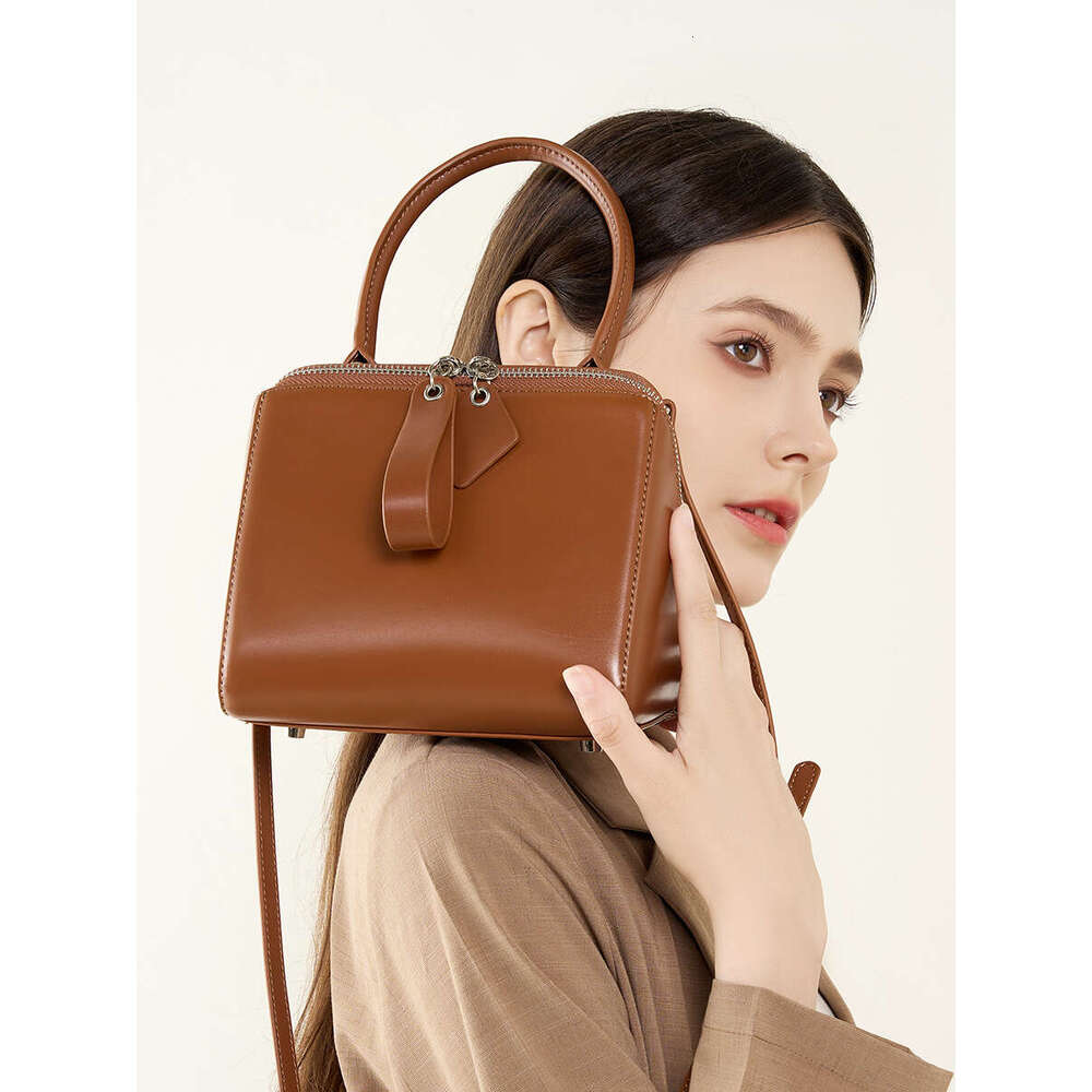 Cute Sand Design Solid Color Handbag Mini Large Capacity Women's One Shoulder Crossbody Smooth Cowhide Purse Hobos